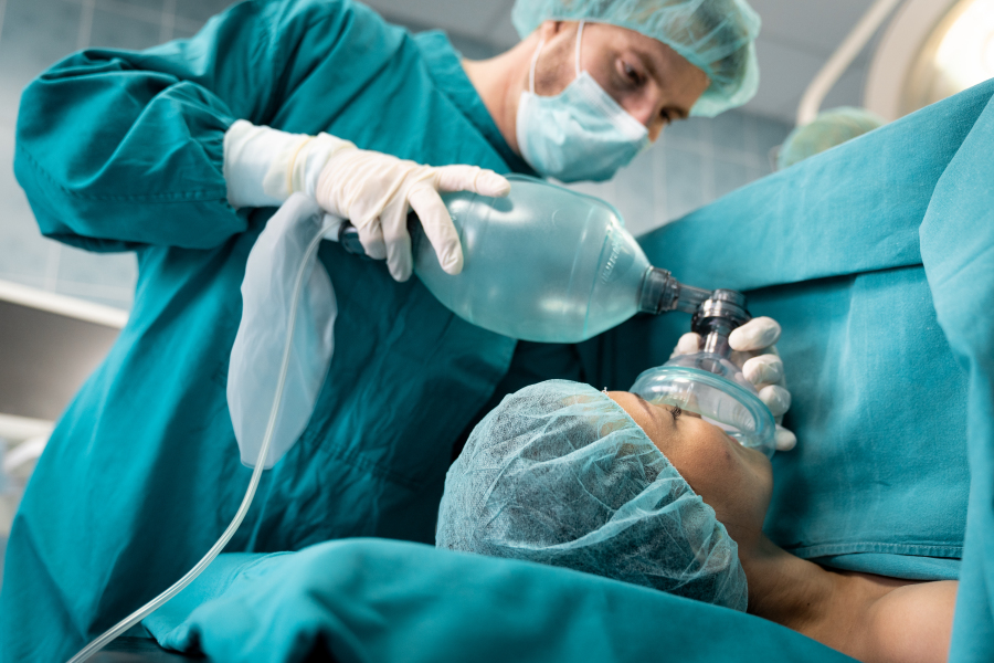 Anesthesia student preparing for surgery
